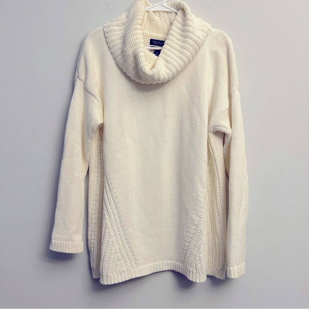 Rachel Zoe Slouchy Oversized Cowl Neck Sweater Turtleneck Ivory White Size S